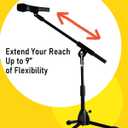 Stage Rocker Foldable Tripod Low-Profile Mic Boom Stand - Height Extending from 9.6'' to 16.9'', w/Adjustable Telescoping Arm Up to 9'', Lightweight/Convenient, Black, Powered by Hamilton(SR610121B)