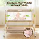 Ezebaby 3 in 1 Baby Bassinet Bedside Sleeper, Rocking Bassinet for Baby with Comfy Mattress & Breathable Full Mesh Sides, 7 Height Adjustable | Portable Crib for Newborns