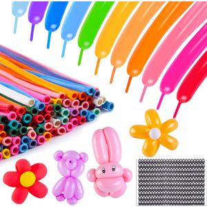 LovesTown 150PCS 260 Long Balloons Assorted Colors, Skinny Latex Twisting Balloons for Animal Modeling Tying Balloon Arch Wedding Birthday Outdoor Party Decor (Multicolor)