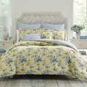 Laura Ashley Linley Collection Quilt Set-100% Cotton, Reversible, Lightweight & Breathable Bedding, Pre-Washed for Added Softness, King, Pale Yellow
