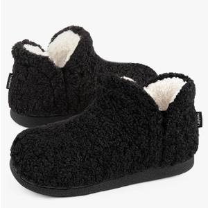 FamilyFairy Bootie Slippers for Women Warm House Shoes Memory Foam Indoor Outdoor Fuzzy Boots with Rubber Sole (Size 7-8)