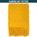 PAVILIA Mustard Yellow Knit Throw Blanket for Couch Bed, Soft Knitted Farmhouse Sofa Throw for Living Room, Lightweight Decorative Fall Throw Blanket for Chair, Outdoor Textured Boho Blanket, 50x60