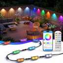 Kimjo RGBCW Deck Lights 8-Pack 49ft, IP67 Smart Outdoor Fence Lights | 60 + Scenes, 16M Colors, 2700K-6500K Dimmable, Music Sync, App & Remote, Long-Lasting Lights for Patio Fence Garden