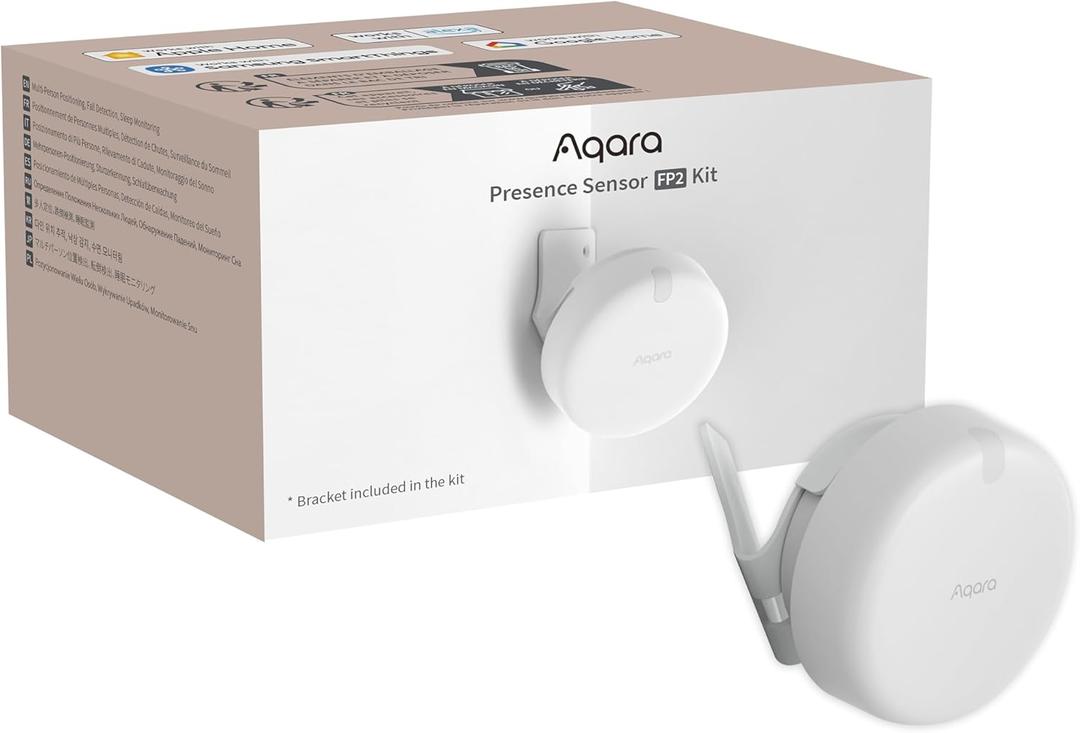 Aqara Presence Sensor FP2 Bracket Set, mmWave Radar Wired Motion Sensor, Zone Positioning, Multi-Person & Fall Detection, Supports HomeKit, Alexa, and Home Assistant, 2.4 GHz Wi-Fi Required