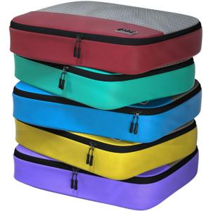 Large Packing Cubes for Travel - 5pc Packing Cubes for Suitcases - Lightweight Luggage Organizer Bags (Non-Compression)