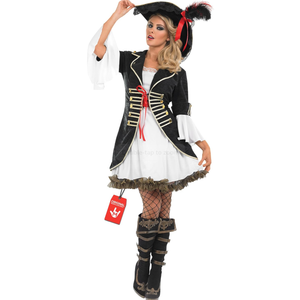 Fun Shack Pirate Costume Women's Deluxe Buccaneer Outfit with Corset Jacket, Dress, Hat (Size XXL)