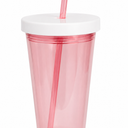 Pink Plastic Tumbler Cup for Hot or Cold Drinks - 22 oz (Pink Rose)
