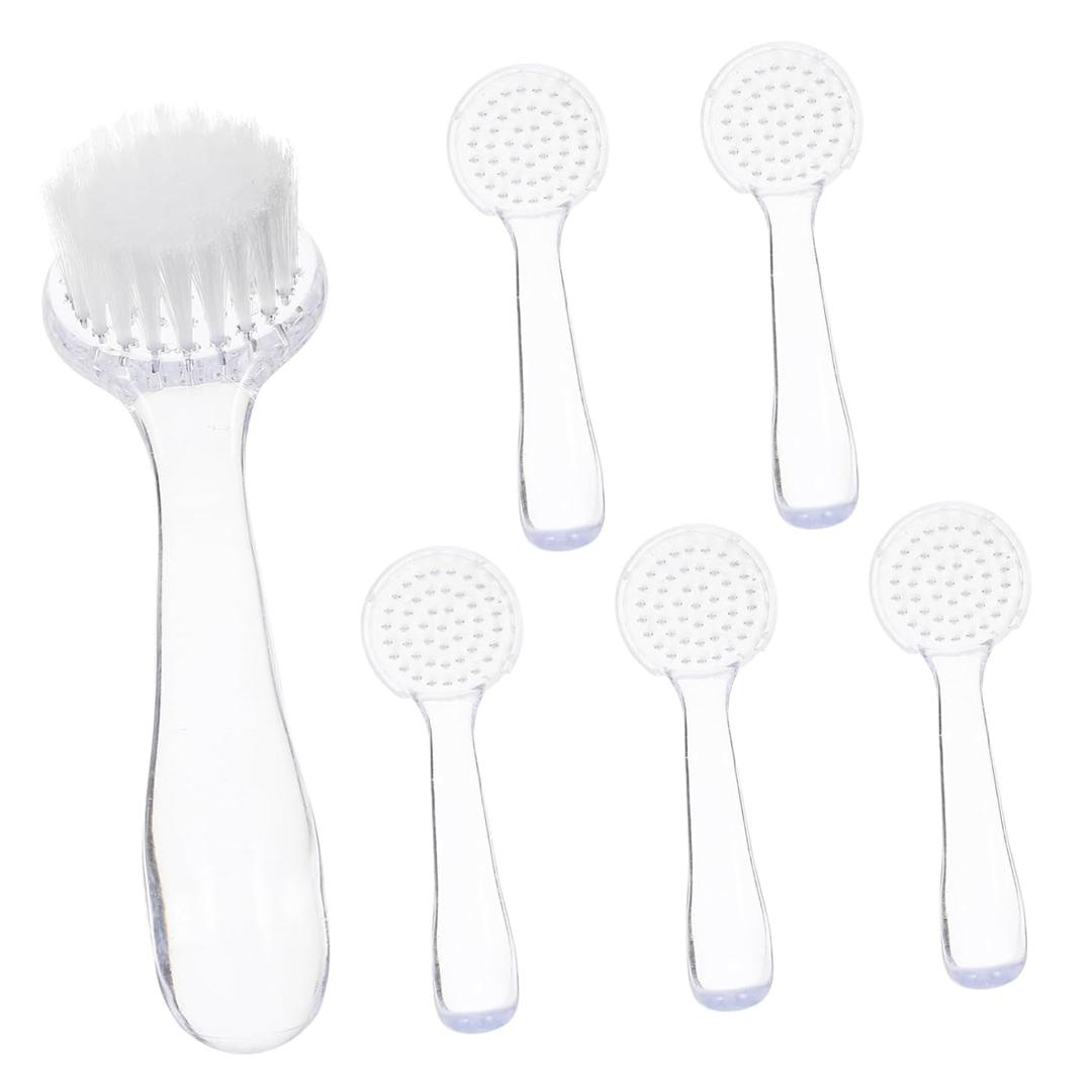 Mikinona 6Pcs Fingernail Cleaning Brush Head Manicure Dust Brush Transparent Design for Easy Nail Art Cleaning Convenient and Reliable Nail Cleaning Tools