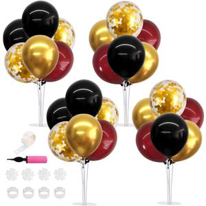TONIFUL 4 Set Burgundy Red Black Gold Balloon Stand Centerpiece Table Decorations for Graduation Decoration 2026,Christmas Party Decoration,2026 New Year's Eve,Anniversary,Birthday Decorations