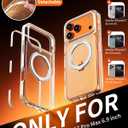 Magnetic for iPhone 17 Pro Max Case with 360 Spin Stand, Compatible with MagSafe, Military-Grade Protection, Detachable Strip, Anti-Yellowing Clear Phone Case for iPhone 17 Pro Max 6.9", White