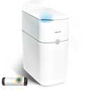 Automatic Motion Sensor Bathroom Trash Can with Lid, Slim Motion Sensor Plastic Narrow Seam Trash Can for Bedroom, Kitchen, Office, RV, 4 AA Battery Powered (Batteries Not Included), 19 garbage bags