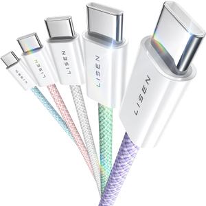 LISEN for iPhone 15 Charger Cord, 60W USB C Cable 5 Pack[3.3+3.3+6.6+6.6+10FT] USB C to USB C Cable Charger Cord Type C for iPhone 15 Pro/15 Plus/15 Pro Max iPad Pro 2024 Mini Pro Air MacBook