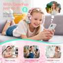 QearFun Kids Bluetooth Headphones, 60H Playtime, 74/85/94dB Safe Volume Limit, Metallic Gradient Wireless Headset with HD Mic, Fast Charging, Foldable, Wired 3.5mm Mode for School/Tablet/Travels