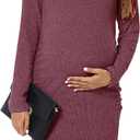 Smallshow Women's Knit Maternity Dress Long Sleeve Pregnancy Clothes, Large