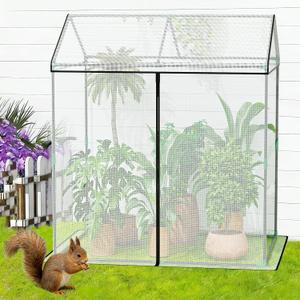 SPECILITE 51"x35"x49" Walk-in Garden Plant Netting Mesh Cover, Crop Cage with Frame and Zippered Door, Plant Protectors from Animals, Plant Protection Tent for Vegetables, Fruits, White