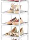 LANTEFUL Tall Narrow Shoe Rack 10-Tier Skinny Shoe Shelf Storage for 10-15 Pairs Shoes and Boots, Space Saving Corner Shoe Rack Organizer for Closet, Entryway, Garage, Living Room,White