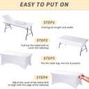 Fixwal 6 Pack 8ft Spandex Table Covers for 8 Foot Tables, Fitted Tablecloths Rectangle Folding Tables, Stretch Rectangular Table Cloths for Wedding, Banquet, Party (White, 96L x 30W x 30H Inch)