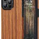TENDLIN Compatible with iPhone 14 Pro Max Case Wood Grain Outside Design TPU Hybrid Case (Red Sandalwood)