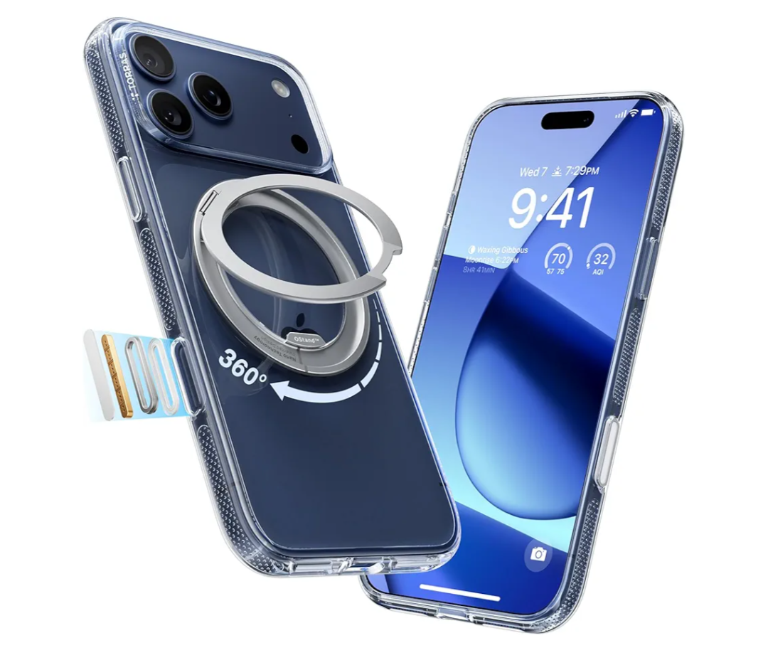 TORRAS 360 Magnetic Stand for iPhone 17 Pro Max Case, [Fit for MagSafe] [4X Military-Grade Protection] Slim Case for iPhone 17 Pro Max 6.9" 2025, Clear, Ostand O3 Fitness Series