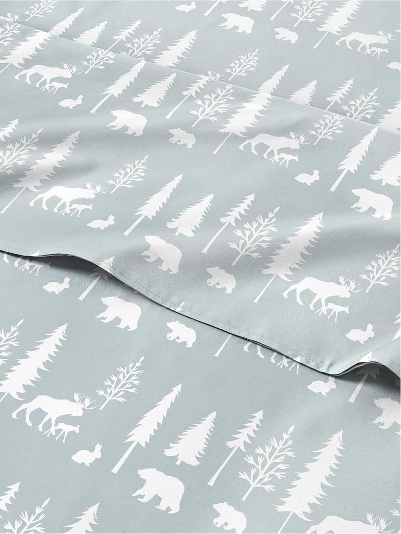 Twin Christmas Woodlands Sheet Set - Holiday Xmas Pattern Bedding Set - Deep Pockets - Snug Fit - 3 Piece - Wrinkle Free & Easy Care - Cozy Festive Winter - Holiday Sheets for Women, Men, Kids & Teens