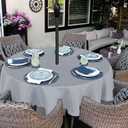 Fitable Table Cover Outdoor and Indoor Tablecloth - Washable Waterproof Wrinkle Free Table Cloth with Zipper and Umbrella Hole for Spring/Summer/Party/Picnic/BBQS/Patio Silver Grey 60R