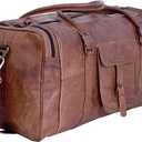21 Inch Vintage Leather Duffel Travel Gym Sports Overnight Weekend Duffle Bags for men and women, Medium