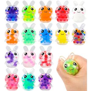 16 Pcs Easter Bunny Mini Squeeze Ball Toys Stress Balls Squishy Toys Easter Eggs Stuffers Easter Egg Fillers Easter Fidgets for Kids Girls Toddlers Gifts Party Favors