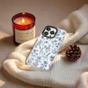 for iPhone 12 Case, Vintage Botanical Pattern with Blue Flowers, Military-Grade Drop Protection, Floral Soft Slim TPU Protective Cover with Camera Protection for Women & Girls