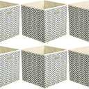 Amazon Basics Collapsible Cube Storage Organizer Bins, 6-Pack, 10.5 x 10.5 x 11 inches, Chevron Grey