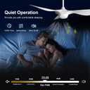 reiga 52 Inch Smart White Ceiling Fan with Light and Remote, ETL Listed Quiet DC Motor 3 Blade Indoor Outdoor Ceiling Fans for Bedroom Living Room Patios