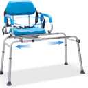 PIDOSO FSA/HSA Eligible Sliding Shower Chair with Swivel Seat, Rotating Tub Transfer Bench Shower Bench with Padded Seat and Backrest for Elderly and Disabled