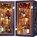 JOOHOUR DIY Book Nook Kit, Alice in Wonderland, Dollhouse Miniature, Booknook Bookshelf Insert Alley 3D Wooden Puzzle, Bookends Model Building Kit, Gift for Teens and Adults, Falling Library