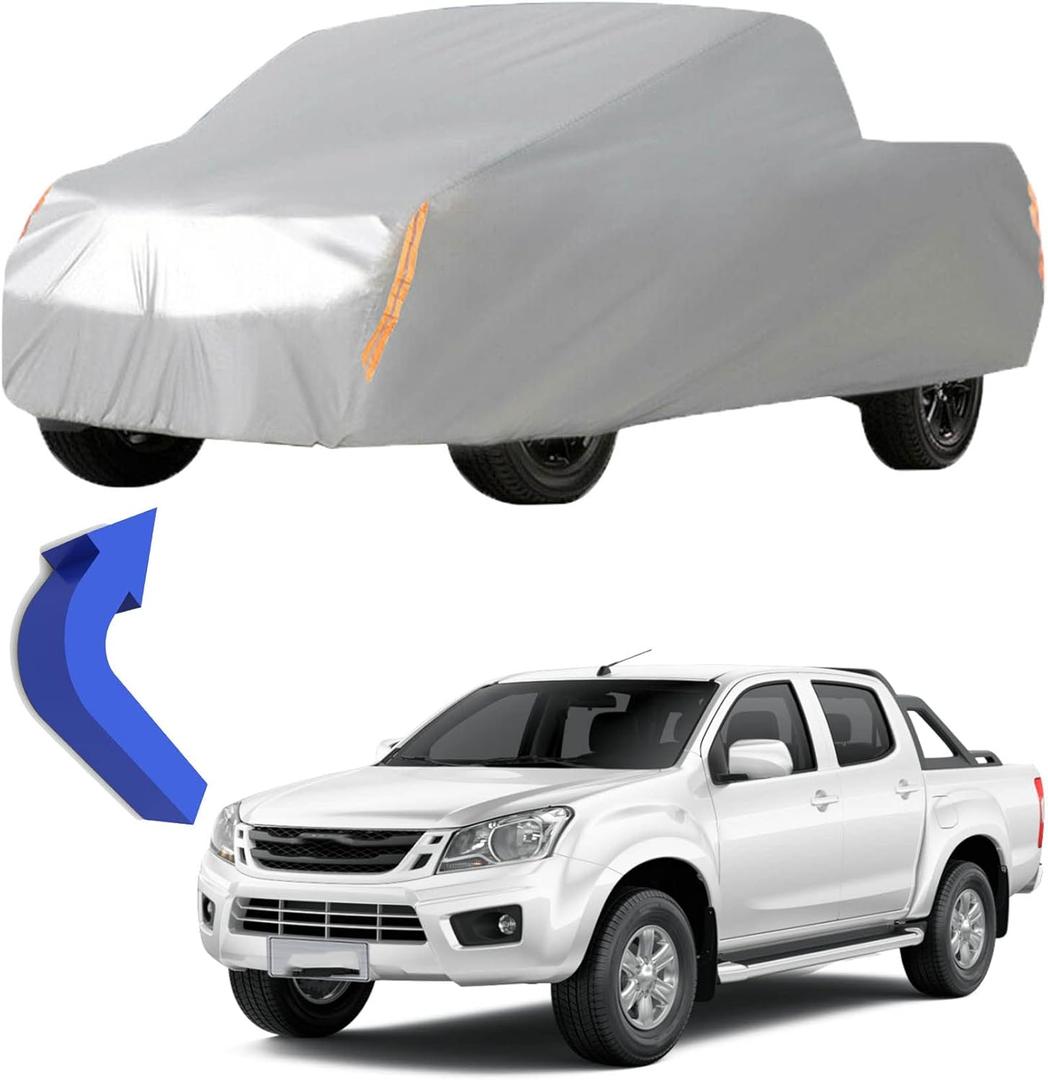 Full Coverage Car Cover All Weather Outdoor & Indoor Silver Pickup Truck Universal up to 210 L x 70 W x 65 H