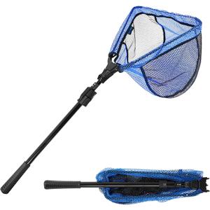 SANLIKE Fishing Landing Net Blue Extend to 33-98.4 inch with Long Telescoping Pole Handle, Landing Net for Easy Catch Release, Fishing net Freshwater for Kids Men Women