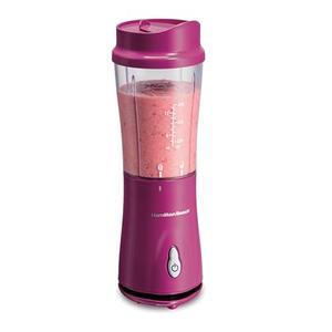Hamilton Beach Portable Blender for Shakes and Smoothies, 14 Oz BPA Free Travel Cup & Lid, Durable Stainless Steel Blades, Personal Smoothie Blender, Raspberry, 51131G