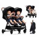 Double Tandem Stroller for 2 Kids Side by Side - Ultra-Lightweight Self-Standing, Multi-Position Recline, UPF50+ Canopy, All-Terrain Shock Absorption, Large Storage, Easy Fold for Travel