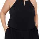 Aqua Green Women's Standard Keyhole Blouson Romper (X-Large, Black)