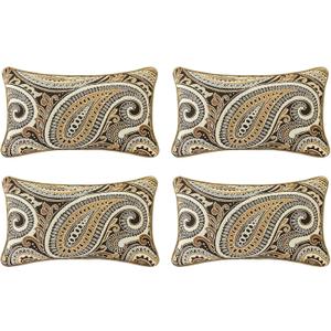 Outdoor Sunbrella Decorative Pillows Pack of 4, 20" x 12" Outdoor Pillow Set for Couch Bed Throw Patio Sofa, Royce Walnut