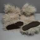 IXU Thigh High Fur Boots,Over the Knee Furry Boots for Women,Fuzzy Fluffy Tall Long Faux Boot Snow Winter Round Toe (9, Beige)