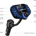 Sumind 2026 Upgraded Wireless Bluetooth Car Adapter FM Transmitter, 1.7'' LCD Display, Flexible Gooseneck, 20W QC3.0&Dual USB Ports, AUX Input/Output for Hands-Free Call, Micro/TF Card(Blue,PD)
