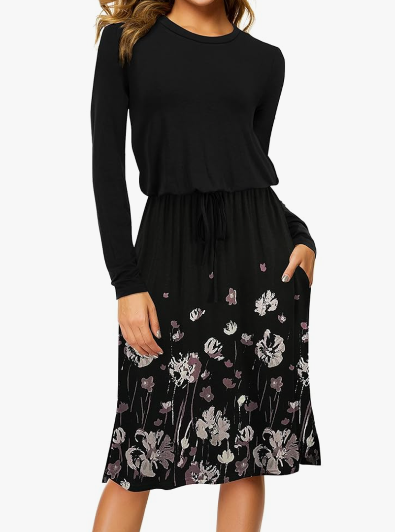 Womens Summer Hide Belly Knee Length Travel Dress Pocket 2025 Spring Short Sleeve Midi Work Casual Teacher Outfits, Large