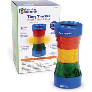 Learning Resources Time Tracker Visual Timer & Clock - 1 Piece, Classroom Tracker, Alarm Clock, Light Up Timer for Classroom, Visual Tracker (9 x 4.25 inches)