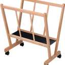 MEEDEN Wood Large Print Rack with Castors, Artist Storage and Display, Premium Drying Rack, Storage for Canvas, Prints, Panels, Posters, Holds Artworks Up to 47", Natural