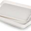 6 Pcs Serving Trays with Handles Trays for Eating 16 x 11 Inch Multi Purpose Plastic Tray Rectangular Anti Skid Decorative Food Tray for Restaurant Breakfast Countertop Party Kitchen (White)