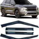 4 Pieces Tape-on Extra Durable Rain Guards Fit for 2022 2023 2024 Mitsubishi Outlander,Window Deflectors,Window Visors (Smoke Black)