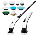 8 - in - 1 Electric Spin Scrubber, Cordless Cleaning & Shower Scrubber with Adjustable Handle, IPX7 Waterproof for Bathroom, Tile, Car, Kitchen, Floor, Tub | 8 Brush Heads, Powerful Horsepower