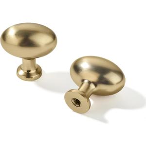 khtumeware 10 Pack 1-3/8 inch(35mm) Champagne Bronze Cabinet Knobs Egg Knobs Satin Brass Oval Drawer Knobs Kitchen Cabinet Hardware Zinc Knobs for Dresser Drawers