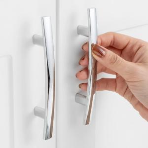 10 Pack 3 Inch Hole Centers, Curved Polished Chrome Cabinet Pulls Chrome Cabinet Handles Chrome Kitchen Hardware for Cabinets ZP2204 Drawers Bedroom Dresser Bathroom Vanity Cupboard Closet