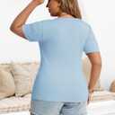 Chulianyouhuo Women's Plus Size Tops Short Sleeve Scoop Neck T Shirts Summer Ribbed Knit Basic Casual Tees Blouse (Blue, XL)