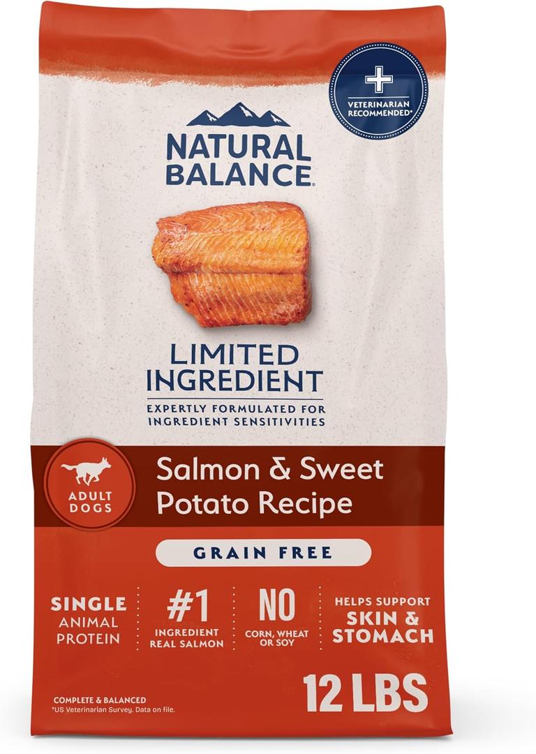 Natural Balance Limited Ingredient, Dog Food, Salmon & Sweet Potato, 12 lb (EXP 05/05/27)